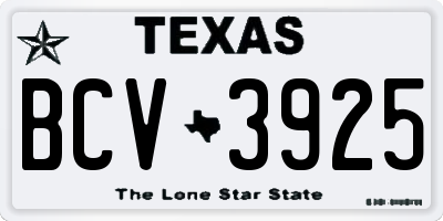 TX license plate BCV3925
