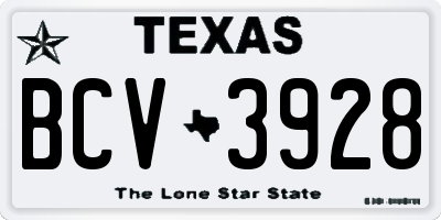 TX license plate BCV3928