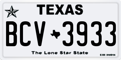 TX license plate BCV3933