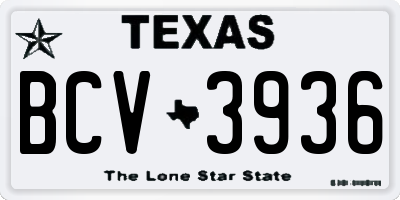 TX license plate BCV3936