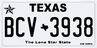 TX license plate BCV3938