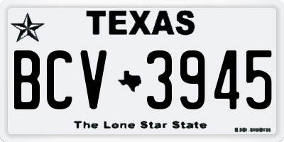TX license plate BCV3945