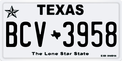 TX license plate BCV3958