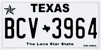TX license plate BCV3964