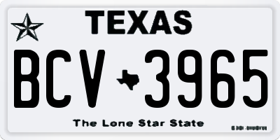 TX license plate BCV3965