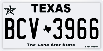 TX license plate BCV3966