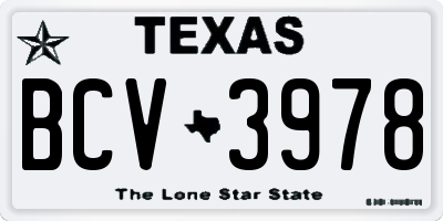 TX license plate BCV3978