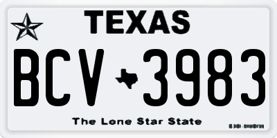 TX license plate BCV3983