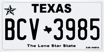 TX license plate BCV3985