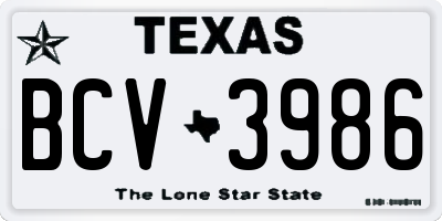 TX license plate BCV3986