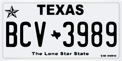 TX license plate BCV3989