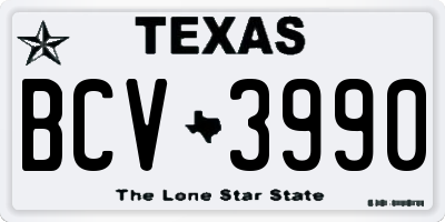 TX license plate BCV3990