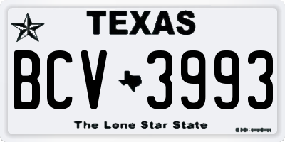TX license plate BCV3993