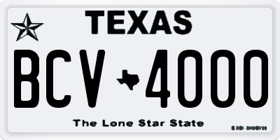 TX license plate BCV4000