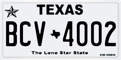 TX license plate BCV4002