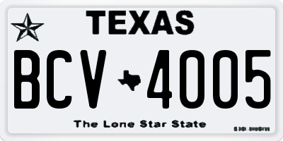 TX license plate BCV4005