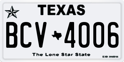 TX license plate BCV4006