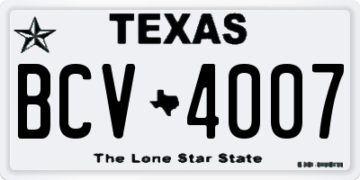 TX license plate BCV4007
