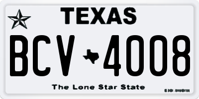 TX license plate BCV4008