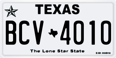 TX license plate BCV4010
