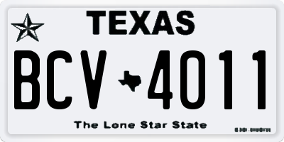 TX license plate BCV4011