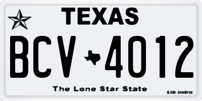 TX license plate BCV4012