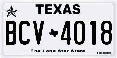 TX license plate BCV4018