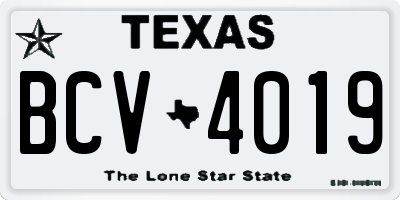 TX license plate BCV4019