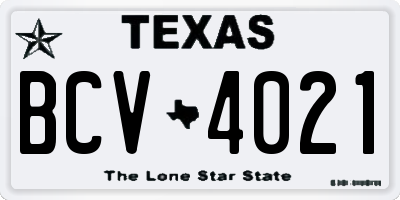 TX license plate BCV4021