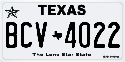 TX license plate BCV4022