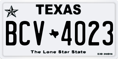 TX license plate BCV4023