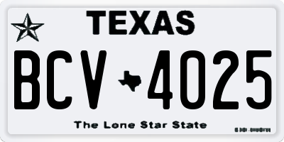 TX license plate BCV4025