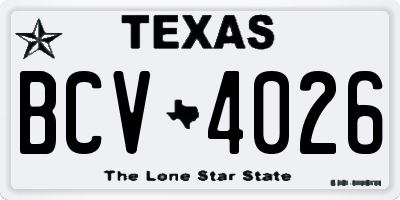 TX license plate BCV4026