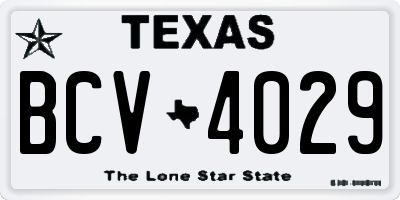 TX license plate BCV4029