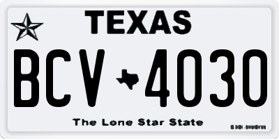TX license plate BCV4030