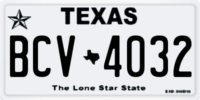 TX license plate BCV4032