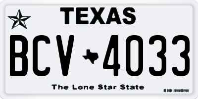 TX license plate BCV4033