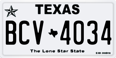 TX license plate BCV4034