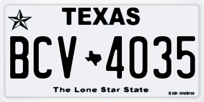 TX license plate BCV4035