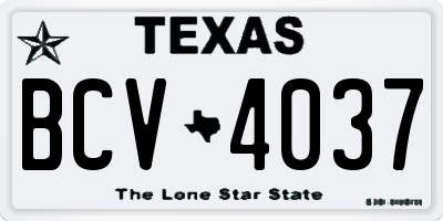 TX license plate BCV4037