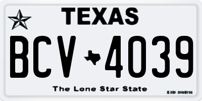 TX license plate BCV4039