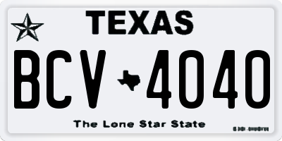 TX license plate BCV4040