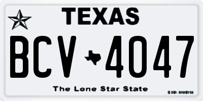 TX license plate BCV4047