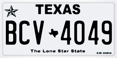 TX license plate BCV4049