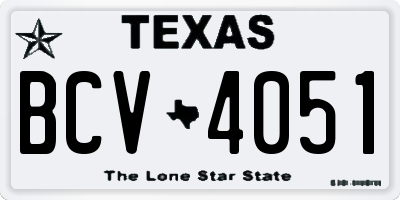 TX license plate BCV4051