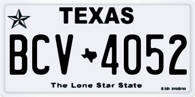 TX license plate BCV4052