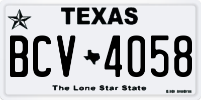 TX license plate BCV4058