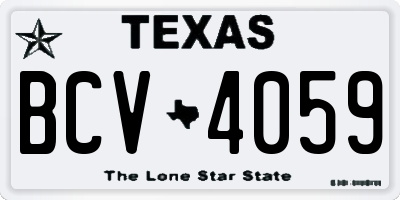 TX license plate BCV4059