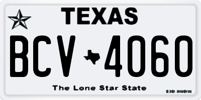 TX license plate BCV4060