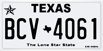 TX license plate BCV4061